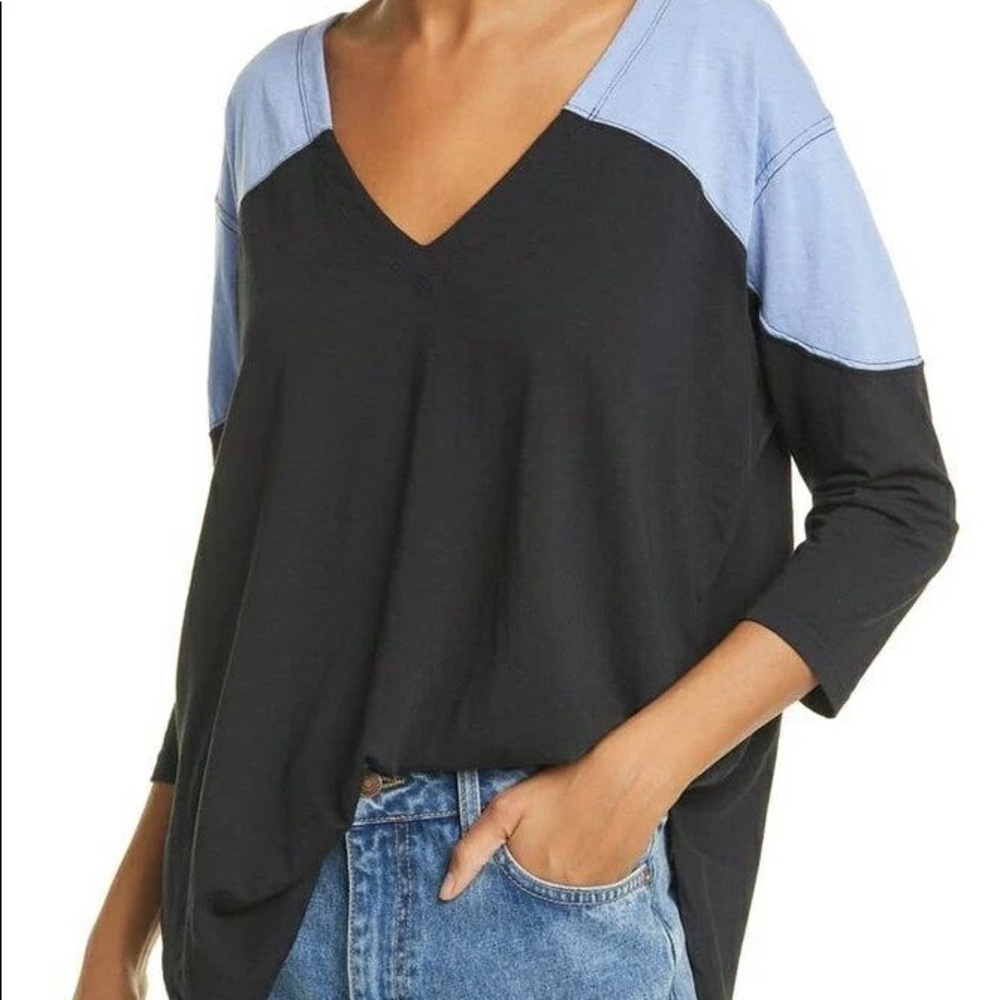 Free People Womens Major LeaguesTop Relaxed Black